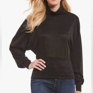 Free People • Black Glam Metallic Turtleneck • Sz Medium